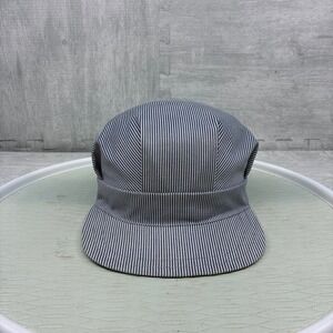 Vintage J Hats Engineer Cap Mens Medium Blue Hickory Stripe Denim Conductor USA